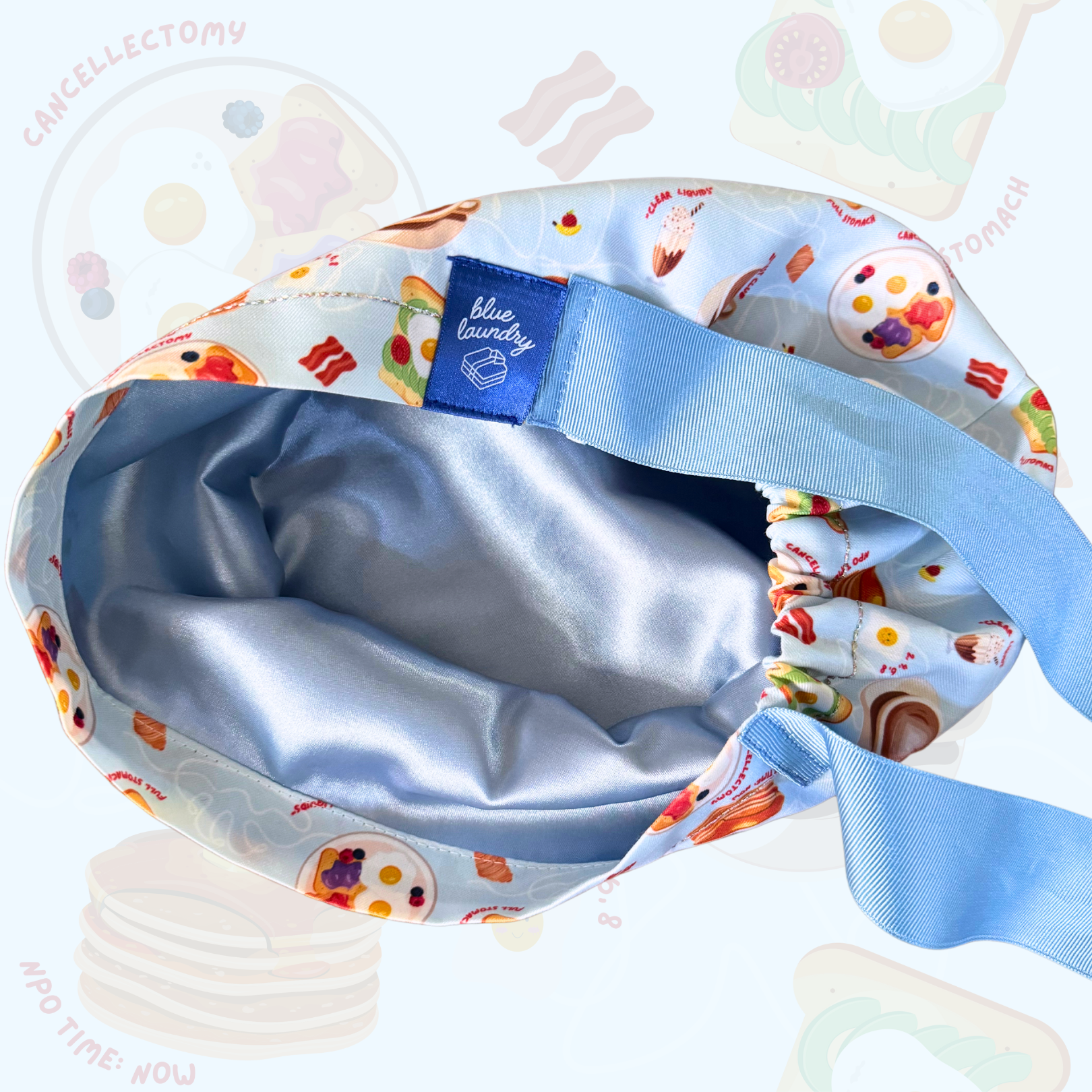 Breakfast Club 🍳 - Satin Lined Scrub Hat for Operating Room Nurses, Surgeons, CRNAs, anesthesiologists